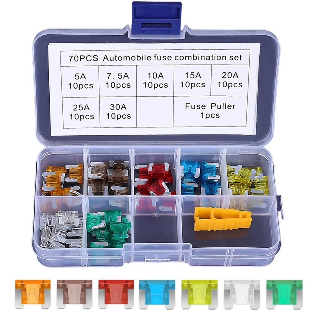 70 Pack Low Profile Fuses 5A 7.5A 10A 15A 20A 25A 30A Car