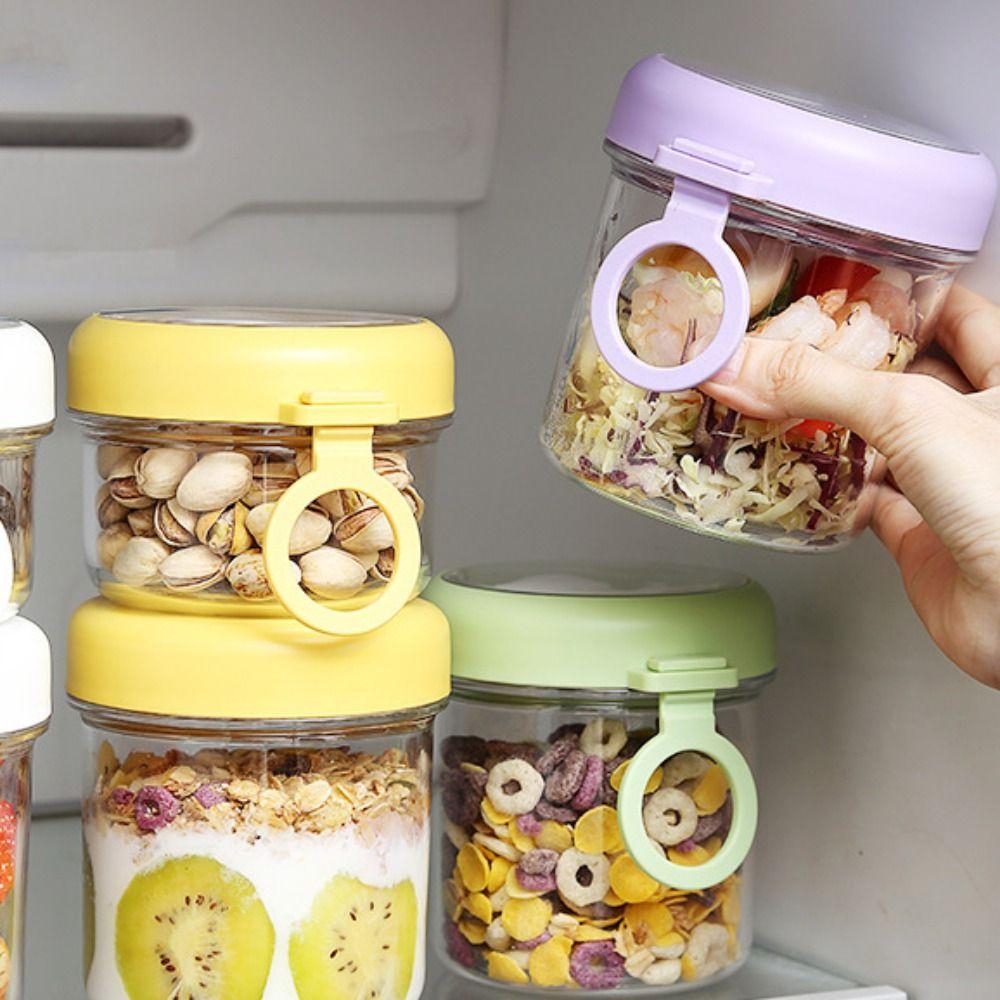 Transparent Breakfast Cup 2 Layer Oatmeal Cup Portable Food Storage Container  Office