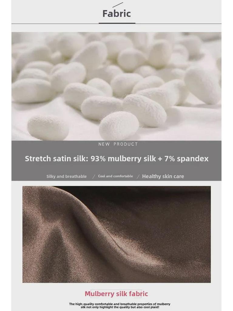 Damebluse i Mulberry-silkesateng for tidlig vår med sløyfe - Langermet