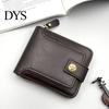 Anti-Theft Card Holder Men Faux Leather Wallet Large Capacity with ID Window Zipper Coin Pocket Button Vintage Front Multi-Slots Credit Durable