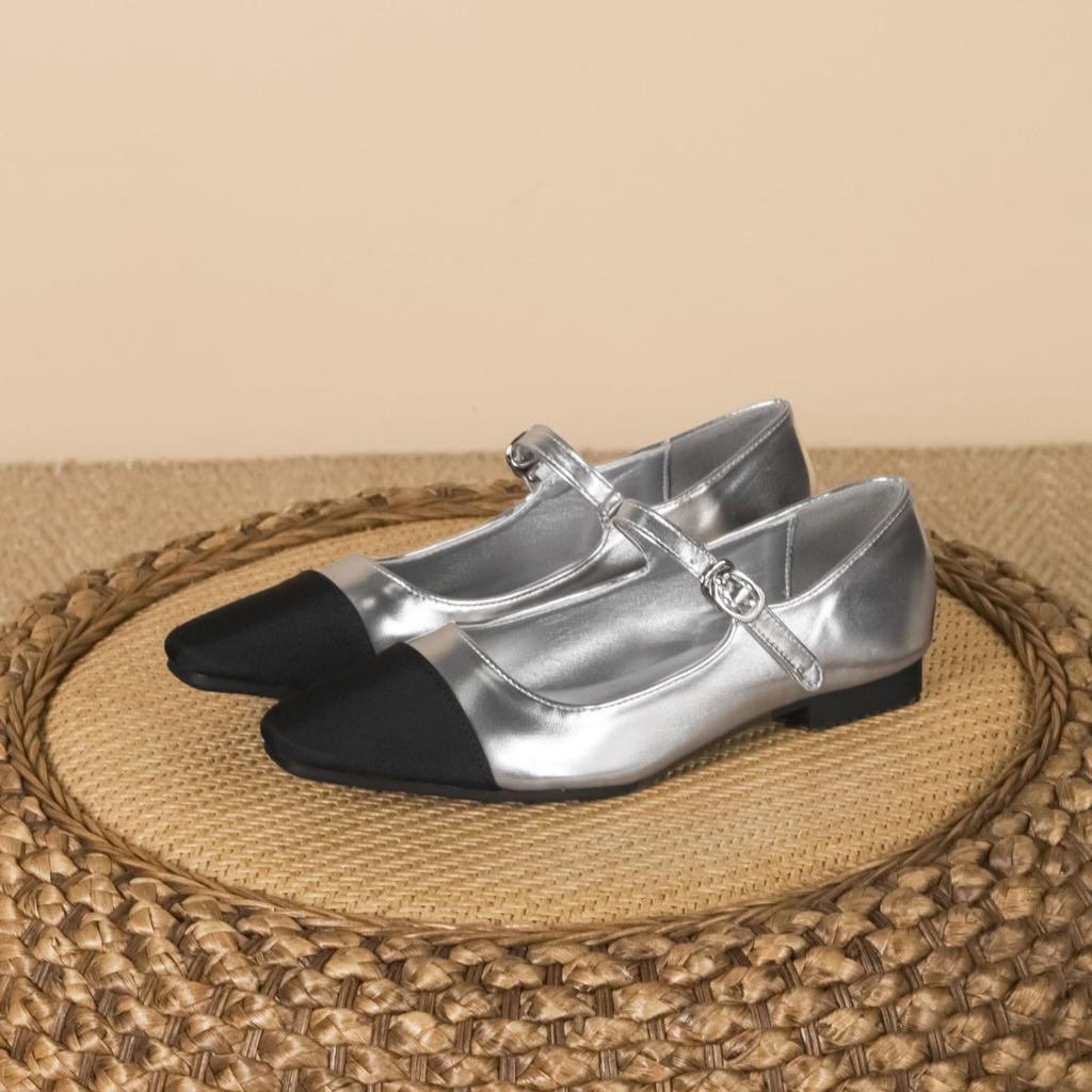 Mary Jane shoes women wear high-end silver single shoes women's 2025 autumn French style not tired feet temperament high heels