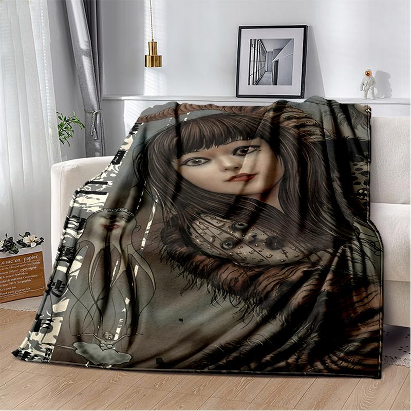 Horror Junji Ito Tomie Kawakami Ghost cartoon Soft Blankets,Throw Blanket Comfortable Blanket for Picnic Beds Sofa Home Bedroom