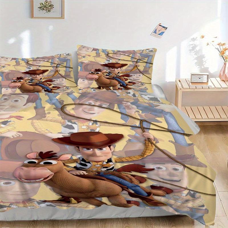 

3pcs Cowboy Woody Toy Story Quilt Cover Set (1 Quilt Cover + 2 Pillowcases Without Pillow Core), High-Definition Printing for Home and Dormitory. 135x200cm