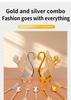 European Luxury Gold & Silver Rhinestone Swan Spoon and Fork Set with Swan Stand