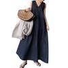 Damen-Maxikleid, locker, ärmellos, Weste, einfarbig, V-Ausschnitt, lockerer Saum, weich, A-Linie, knöchellang, Damen-Sommer-Dating-Kleid
