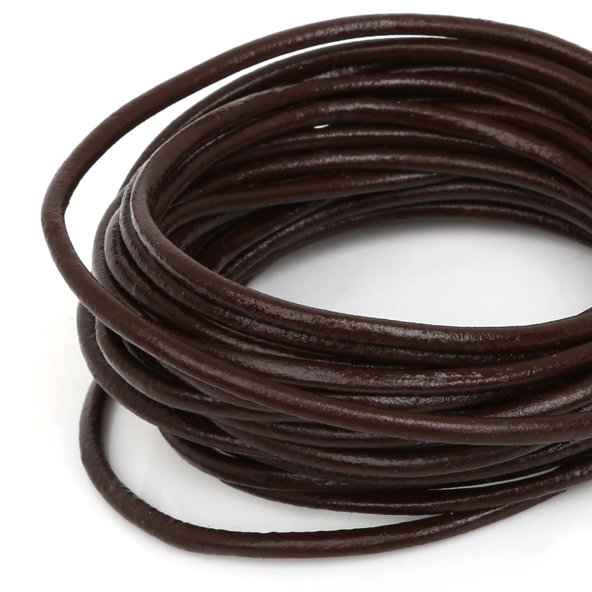 

Натуральна кругла шкіряна шнурова нитка для браслетів, виготовлення ювелірних виробів своїми руками Шнуровий шнурок 3mm 5M глибокий/коричневий
