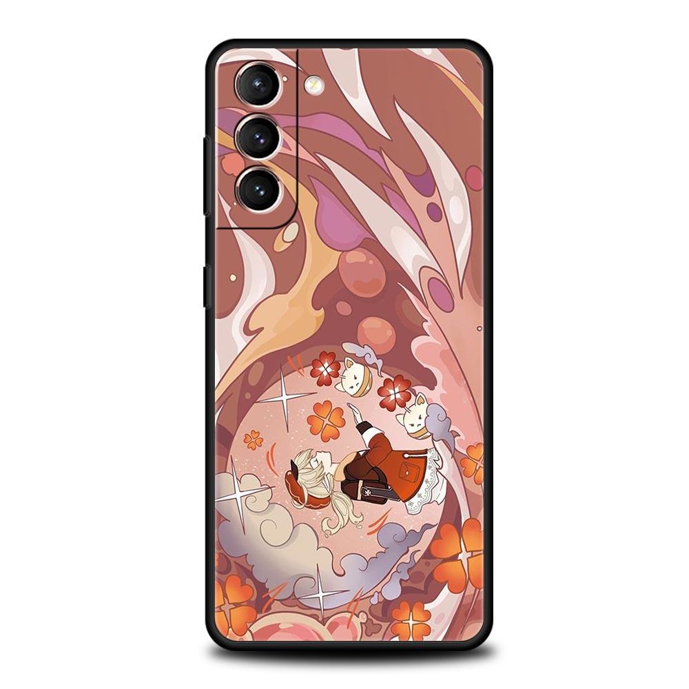 Genshin Impact Cartoon Logo Phone Case For Samsung Galaxy S23 Ultra S22 S21 S20 FE 5G S10 S10E S9 S8 Plus Note 20 Silicone Cover