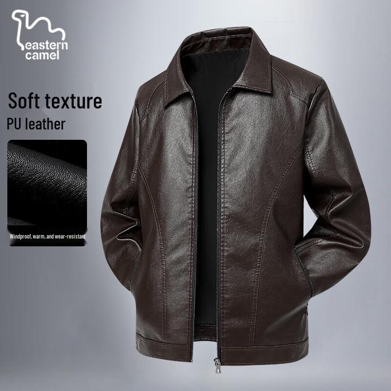 EASTERN CAMEL Jaqueta Masculina de Couro PU Outono Inverno Caimento Solto
