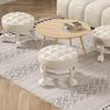 Living Room Footstools With Universal Swivel Caster Wheels Leather Small Rolling Stools Round PU Seat Metal Frame for Home & Office