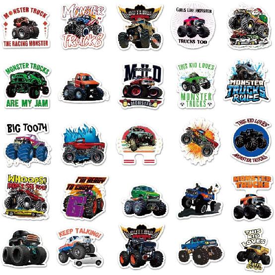 50PCS Monster Truck Stickers, Truck Car Stickers for kids, Car Stickers Waterproof for Water Bottles Skateboard Car Bike Phone Case Laptop Suitcase,