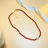 S925 Silver Red Agate & Pearl Tower Necklace - Light Luxury Chinese Style Women's Fashion
