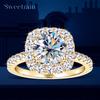 2CT GRA Certified Moissanite Ring for Women 8MM Brilliant Diamond Wedding Finger Rings 925 Silver Band Plated 18K Gold