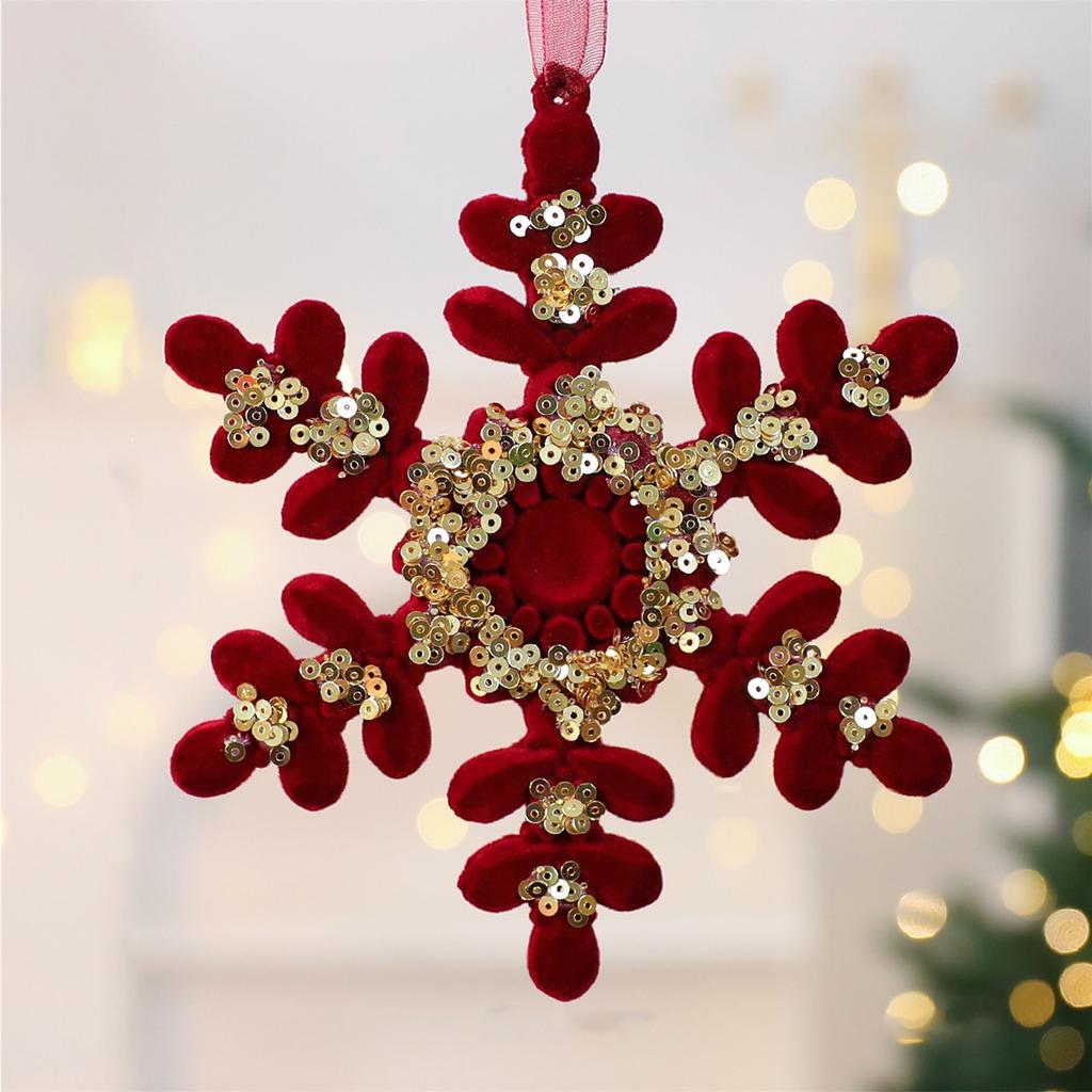 Christmas Decoration Wine Red Flocking Wreath Bow Elk Pendant Christmas Tree Decoration Ornaments