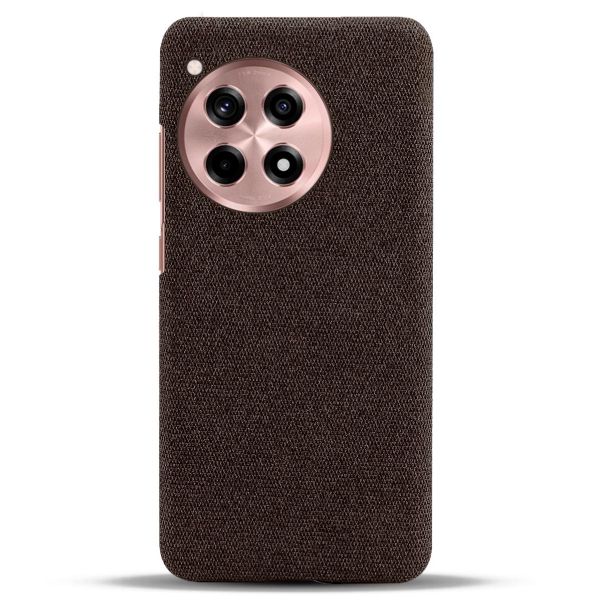 

For OnePlus Ace 3 5G/12R 5G Case Cloth Texture Hard PC+Cloth Anti-scratch Phone Cover Brown