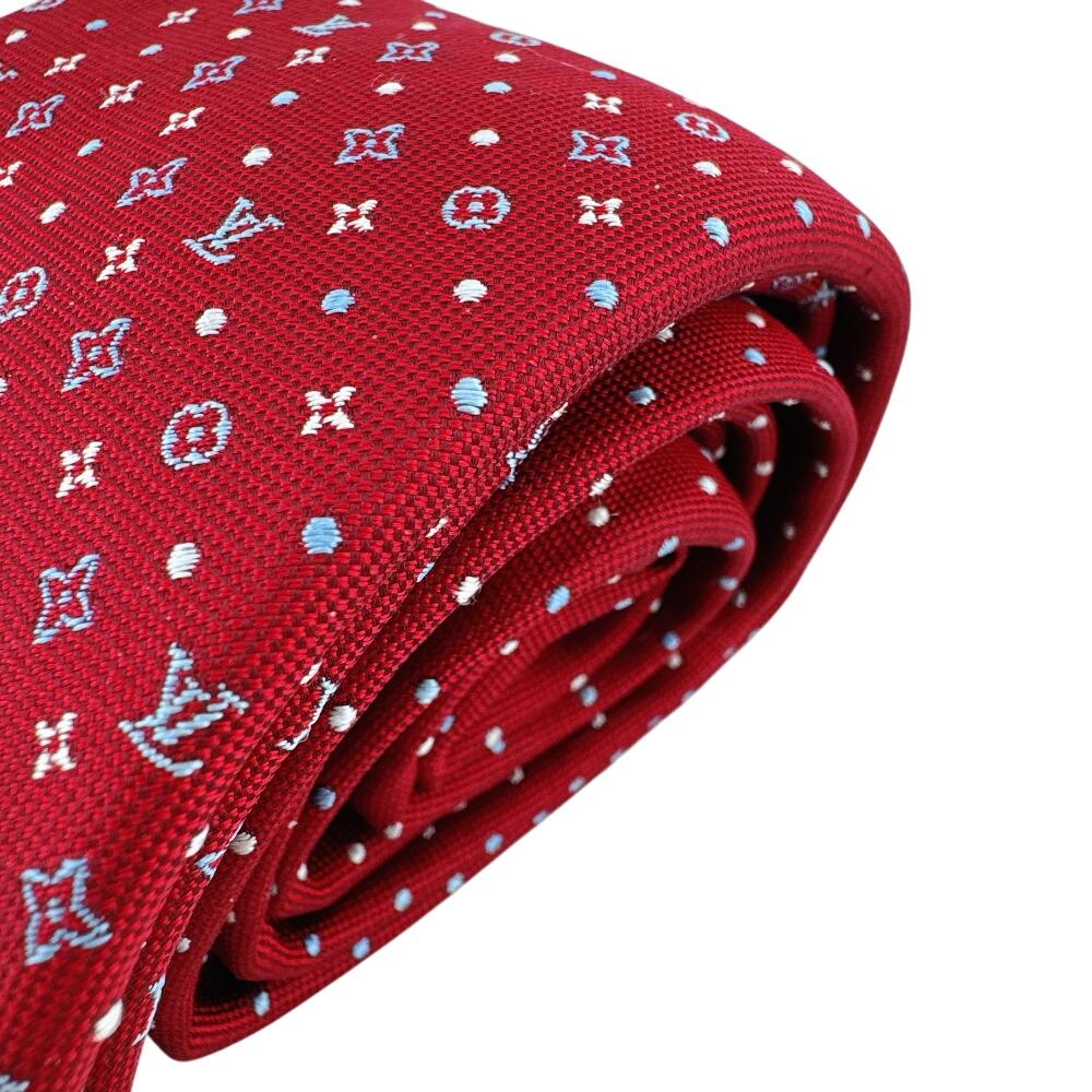 LOUIS VUITTON M78034 Dot Pattern Monogram silk tie Red series silk Used