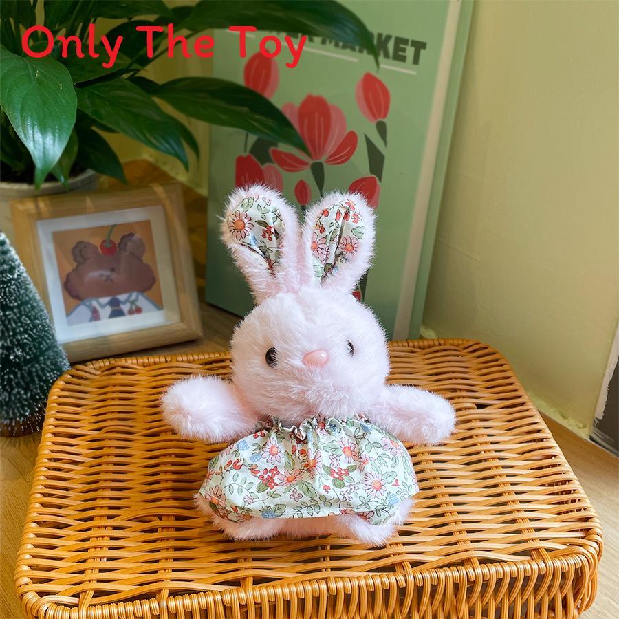 Cute Short Plush Bunny Doll With Fabric Dress For Gift Giving