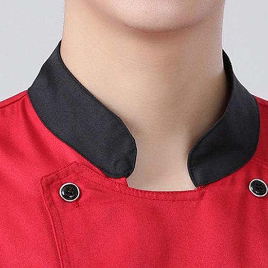 Chef Coat Stand Collar Long Sleeves Pockets Embroidery Breathable Anti-dirt Cooking Clothes Men Women Chef Work Uniform Jacket for Restaurant