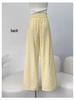 Women's High Waist Polka Dot Wide Leg Pants - Yellow