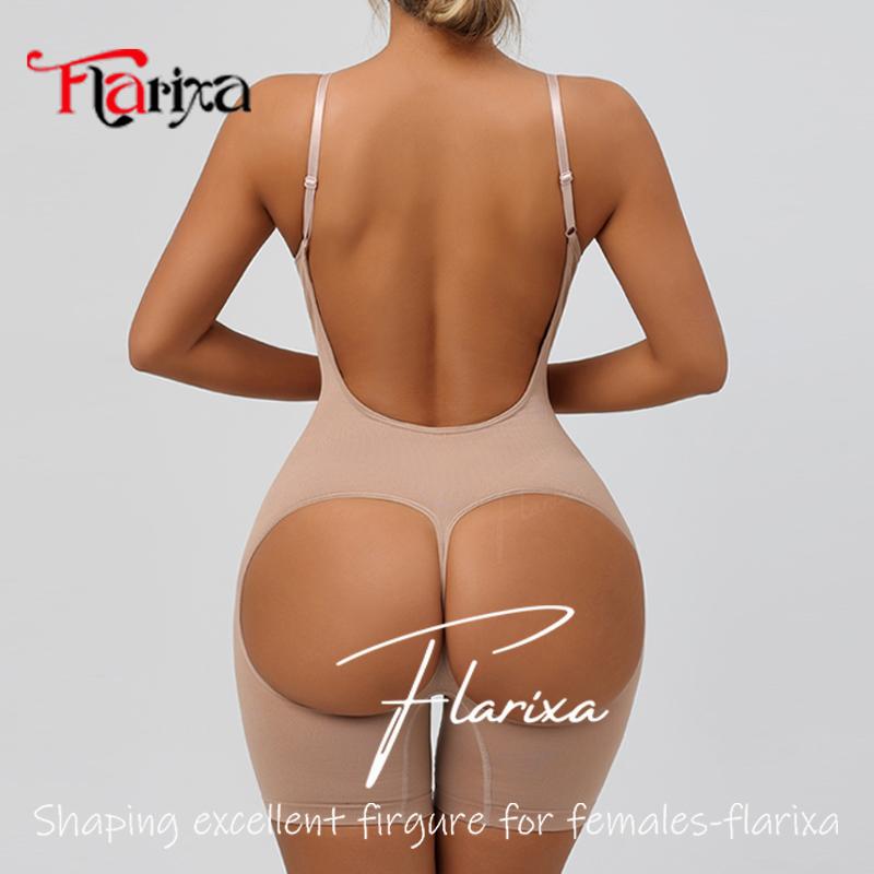 Flarixa Seamless Bodysuit Shapewear Tummy Control With Low Back Body Shaper Butt Lifter Camisole Lingerie Corset Underwear