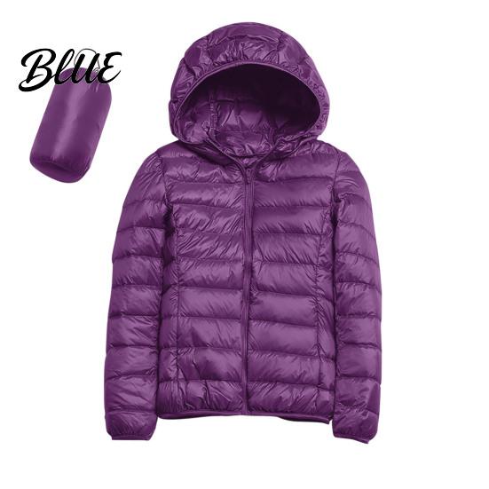 Polyester Lining Coat Pockets Zip-up with Hood Down Jacket Women Winter And Zipper Padded Warm