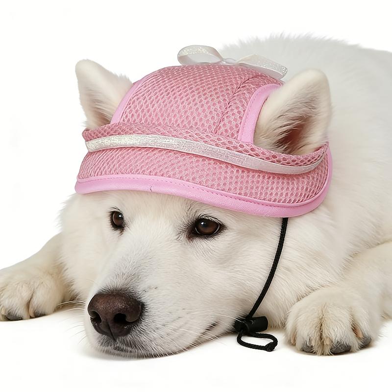 Neuer Stil Haustierhut Niedlich und Atmungsaktiv Leichtes Sommermodell mit Verstellbarem Riemen Hunde- und Katzenohrenabdeckung Sommer-Sonnenhut Zubehör