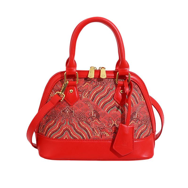 

Stylish and simple embroidery Xiangyun handbag women s shoulder messenger bag high-end shell bag красный