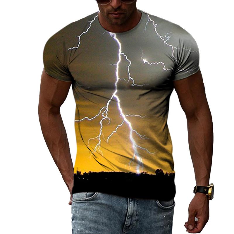 Nowa moda 3D fajna błyskawica męska koszulka letnia dorywczo ciekawy wzór t-shirty z nadrukiem osobowość Trend koszulka Harajuku