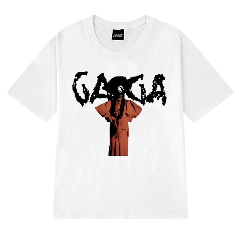 2025 New in Lady Gaga Orange Pose Graphic T shirt Men Women vintage Hip Hop streetwear Unisex 100% Cotton short sleeve T-shirts