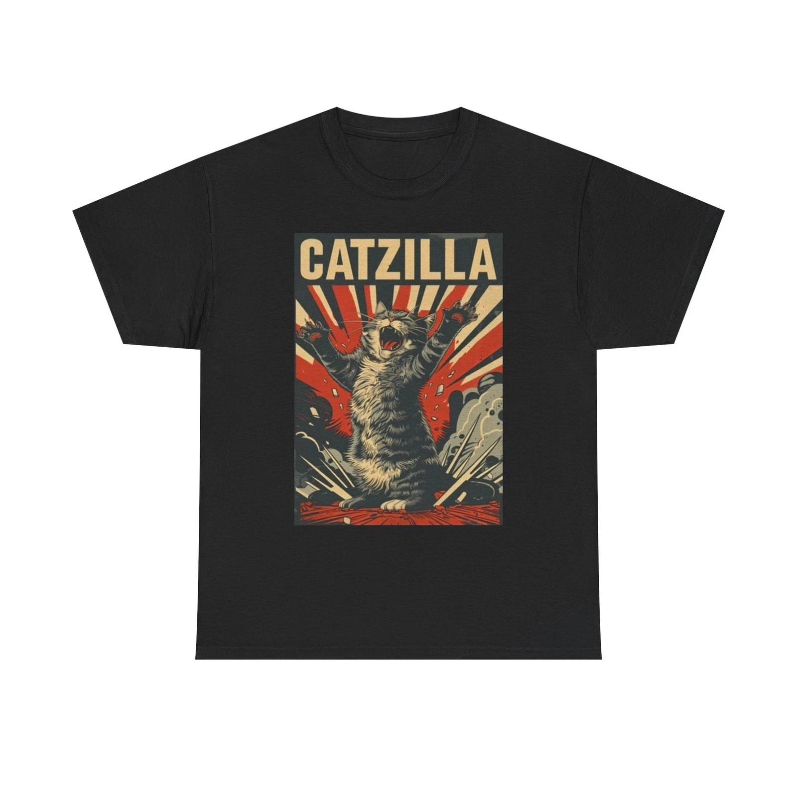 Catzilla Graphic T Shirt Funny Picture Unisex Heavy Cotton Tee S