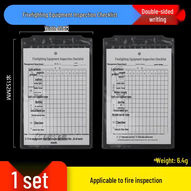 Fire Safety Inspection & Record Card Holder: Fire Extinguishers & Hydrants