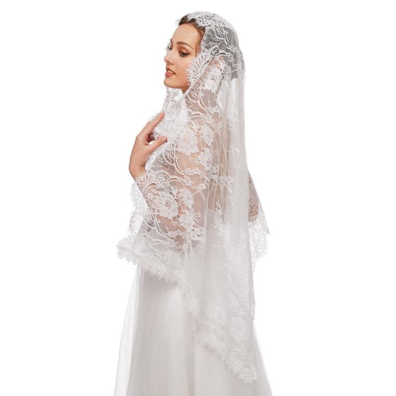 Lace Mantilla Veil Soft & Comfortable Exquisite Floral Design for Head Covering for Women Girls Church Veils for Chapels