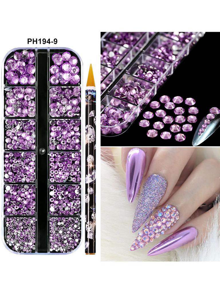 12Grids(6000pc) 3D Resin Nail Art Rhinestones+Tools 2mm Brilliant Diamond Nail Charms DIY Clothes Phone Case Manicure Accessory