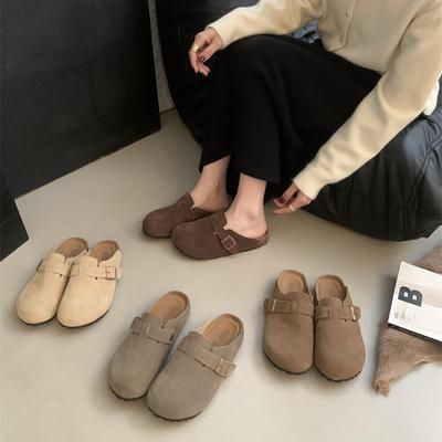Retro Bag Head Half Slippers Versatile Autumn and Winter One-pedal Boken Single Shoes Women's Shoes
