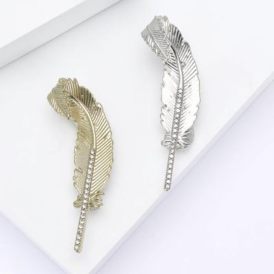 Creative Versatile Alloy Rhinestone Feather Brooch Temperament Simple Women'S Cardigan Sweater Corsage Jewelry Pin