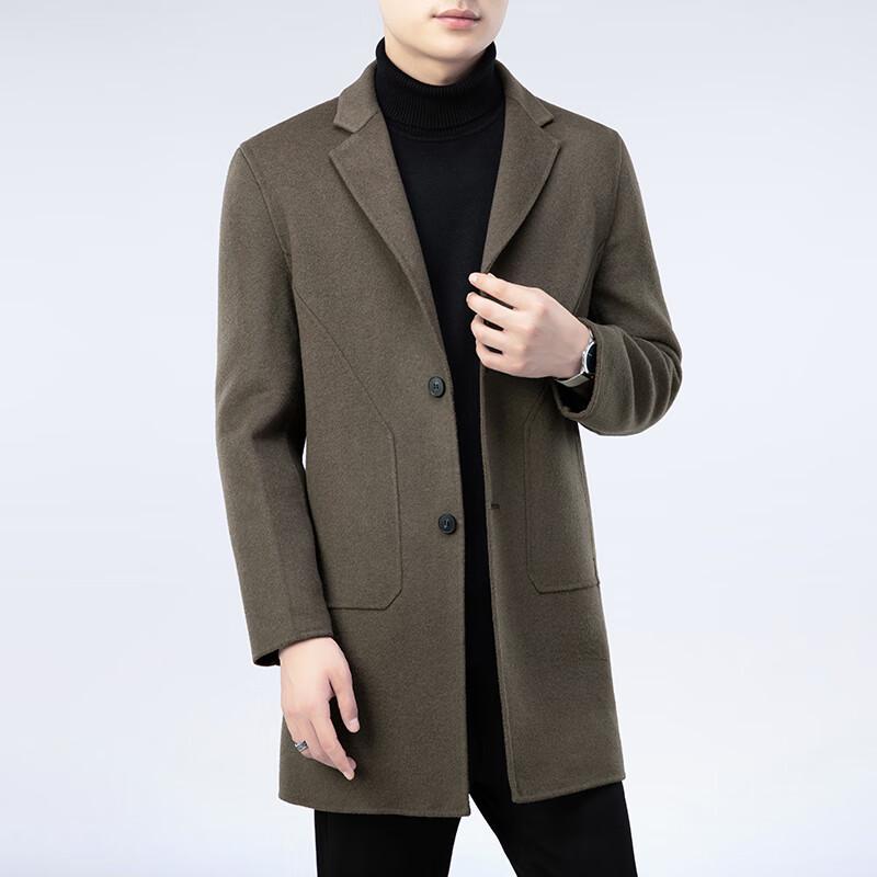 Firstview Men's Double-faced Wool Suit Collar Mid-Length Coat FV24D1122