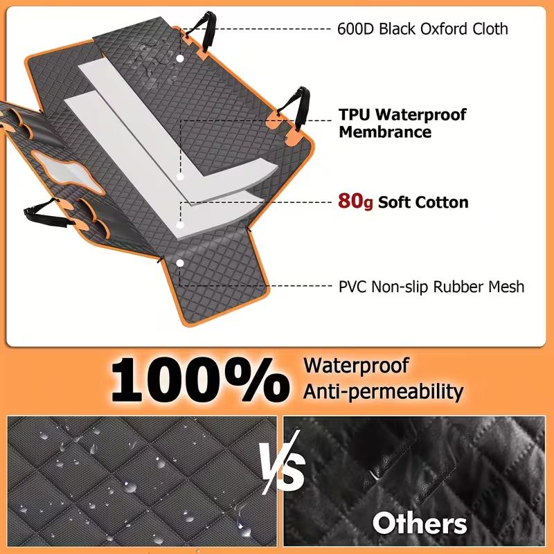 Waterproof Pet Car Seat Cover with Hanging Bag - Durable Polyester, Anti-Dirty Rear Cushion for Dogs and Cats