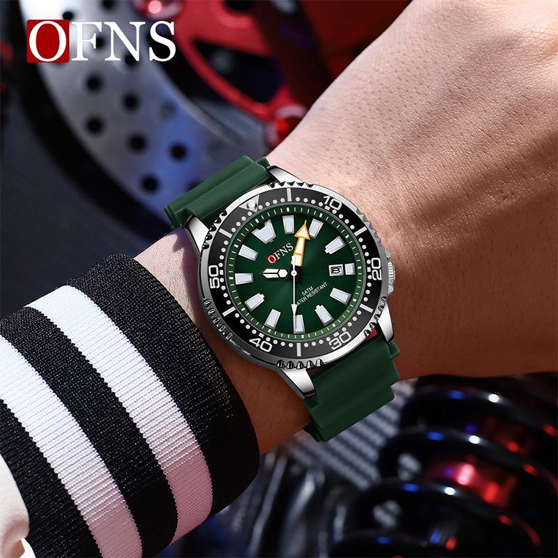 OFNS Men's Casual Waterproof Quartz Wristwatch - Fashionable, Luminous, Simple Design with Shrimp Skin Pattern