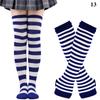 Y2K Women Girls Over Knee Long Stripe Printed Thigh High Cotton Socks Arm Sleeve Gloves 1 Set Overknee Socks Long Gloves 2024