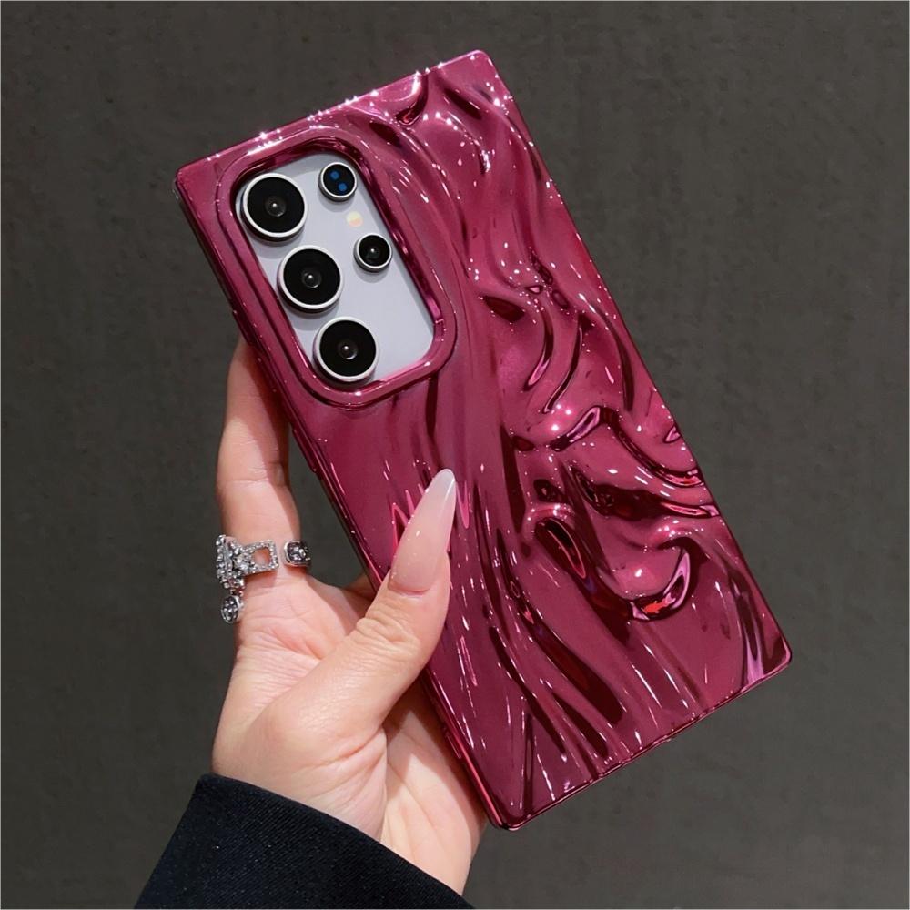

Plating Glossy Phone Case For Samsung S25 S24 Plus S23 Ultra FE A56 A36 A26 A16 A06 A55 A35 A25 A15 Matte 3D Wave Wrinkle Cover Galaxy S25