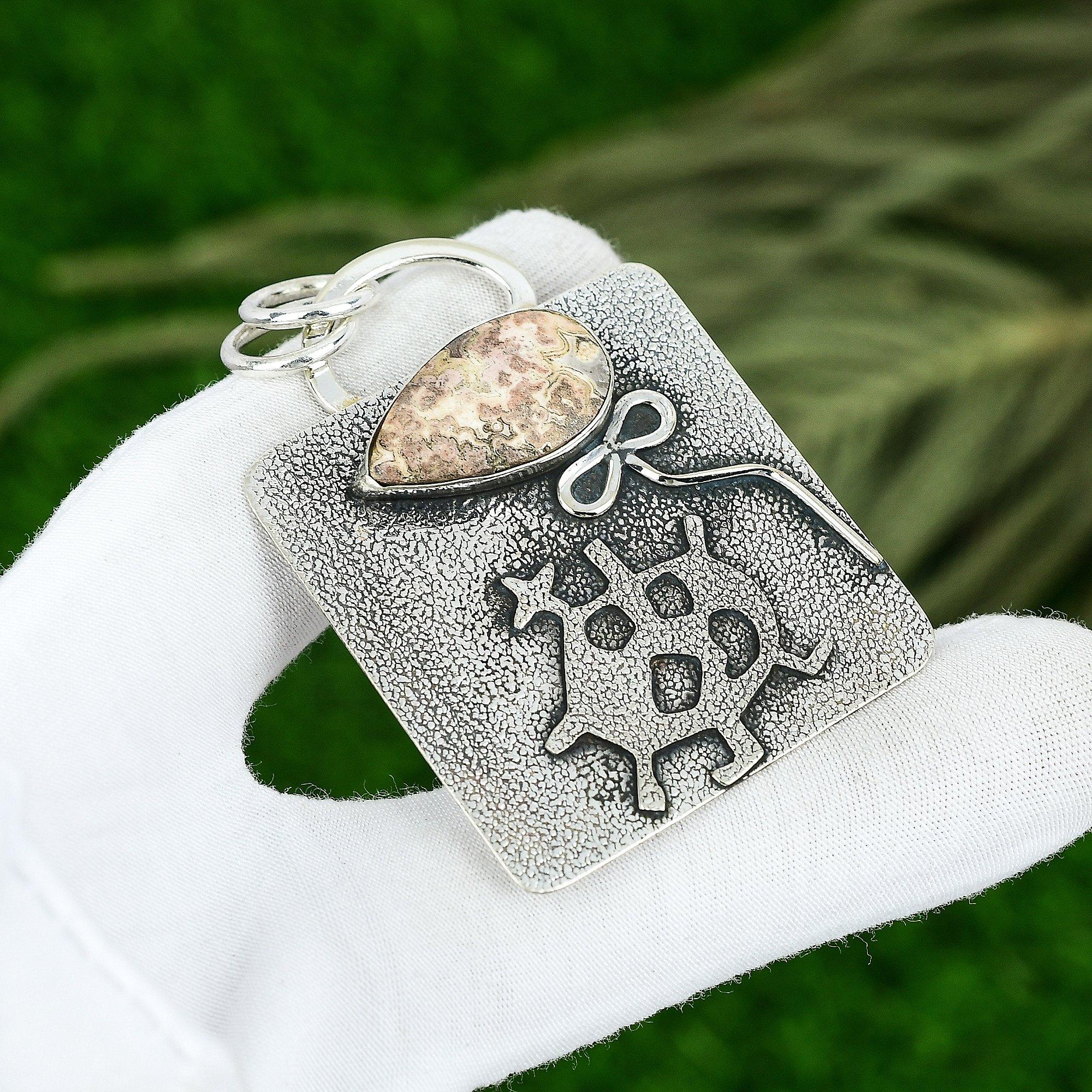 

Friendship Day Sale Sterling Silver Natural Crazy Lace Agate New Pendant Jewelry