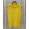 Fashion Knitted Sleeveless Bottoming Shirt Women's Inner Sling Vest Summer Elegant Solid Color Bead New Basic Tank Tops Casual Simple Blouse Clothing