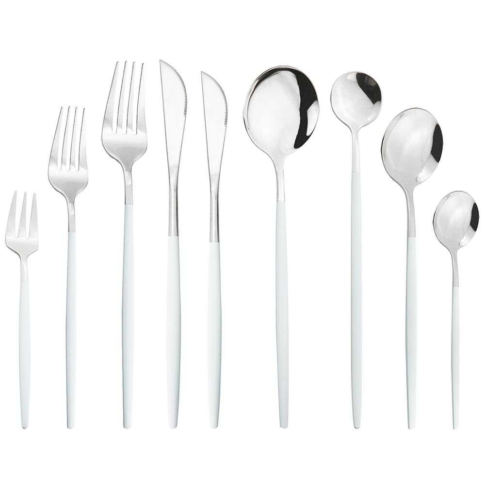 9 adet/takım altın çatal bıçak kaşık seti hizmeti 1 paslanmaz çelik yemek takımı sofra bıçağı tatlı kek meyve çatal kaşık ev sofra takımı gümüş seti