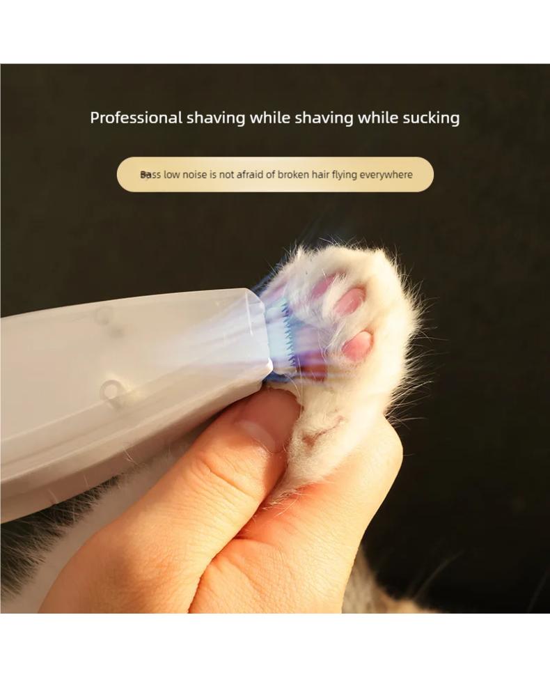 Electric Cat Pet Hair Suction Low Noise Full Set Bass Shaver with Vacuum Cleaner - Quiet Pet Grooming Tool for Cats