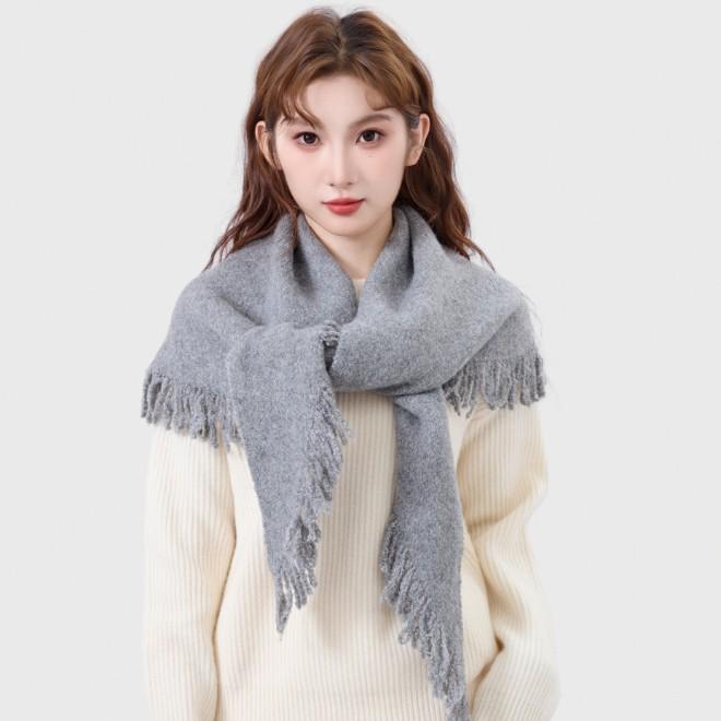 Dreieckiger Damenschal aus Wollmischung: Gestrickter, multifunktionaler, warmer Schal/Umhang für Herbst/Winter