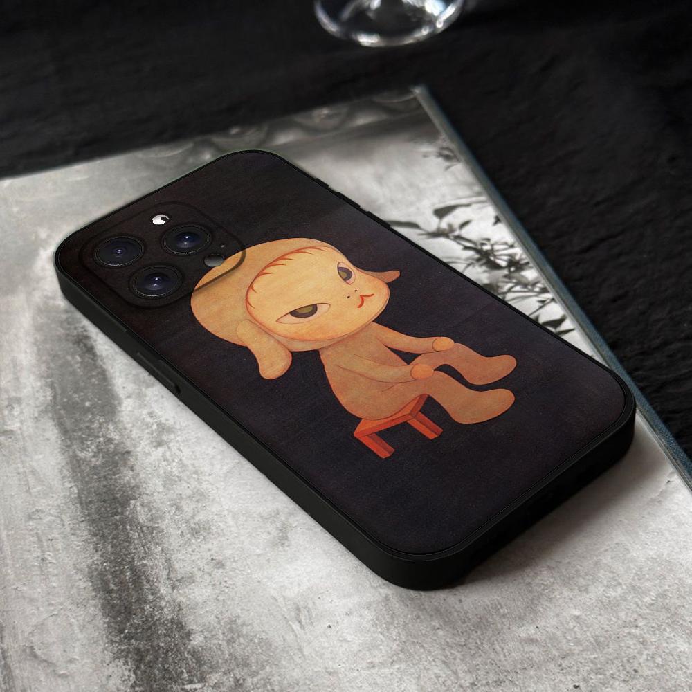 Yoshitomo-Nara Phone Case For IPhone 16,15,14,13,12,11,XS,XR,X,8,7,Pro,Max,Plus,mini Silicone Black Cover
