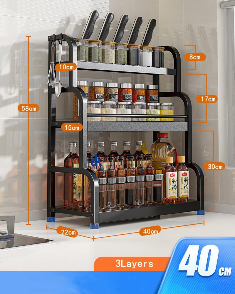 2Layers 3Layers Stainless Steel Kitchen Storage Rack Seasoning Chopsticks Shelf Organizer Knife Jar Household Accessories