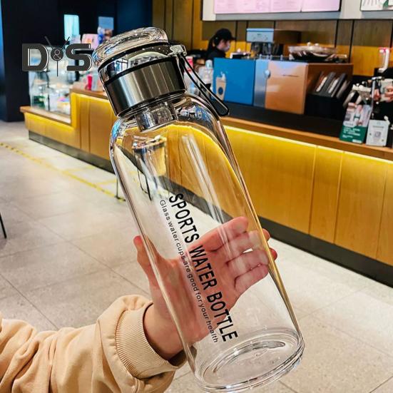 Glass Water Bottle Transparent Leakproof Drinkware Tea Juice Cup Outdoor Water Bottle Portable with Sealing Ring And Heat-Insulated Cover