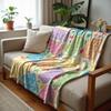 Multicolor Dot Starfish Cartoon Anime Print Flannel Blanket Soft Warm Throw for Kids Bedroom Sofa Christmas Office Car