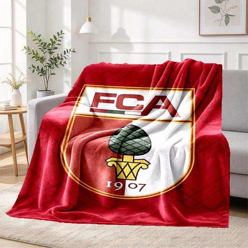 FC Augsburg Pattern Blanket for Home Decoration, Bed, Sofa, Car Travel, Camping, Suitable for All Seasons, Birthday Christmas Gift