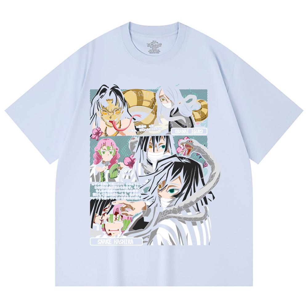 230 Gsm 100% Cotton Demon Slayer V17 Obanai Print Unisex Heavy Cotton T Shirt